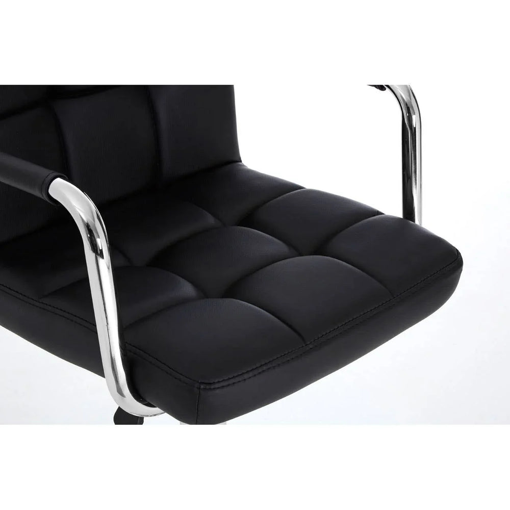 Sleek Quilted Leather Bar Chair