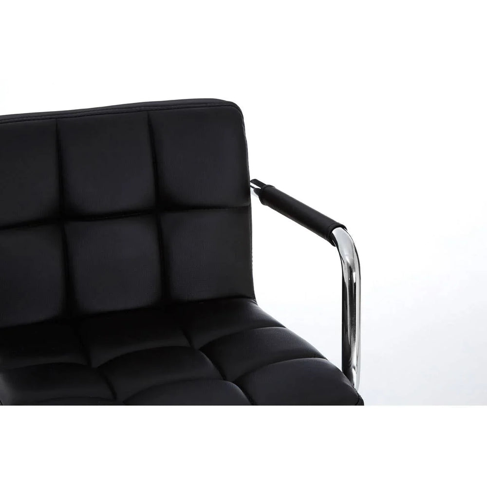Sleek Quilted Leather Bar Chair