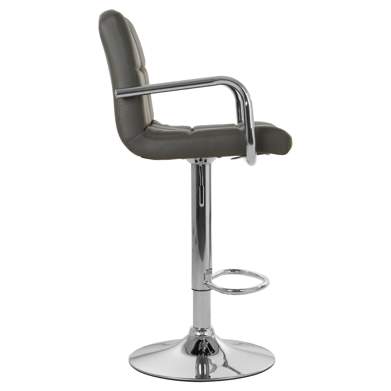 Quilted Grey Leather Bar Chair