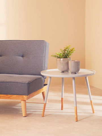 Grey Wood Round Side Table