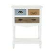 Weymouth 3 Drawer Unit with Shelf featuring a white frame, three drawers in varying colors with decorative handles, and an open shelf at the bottom for additional storage or display