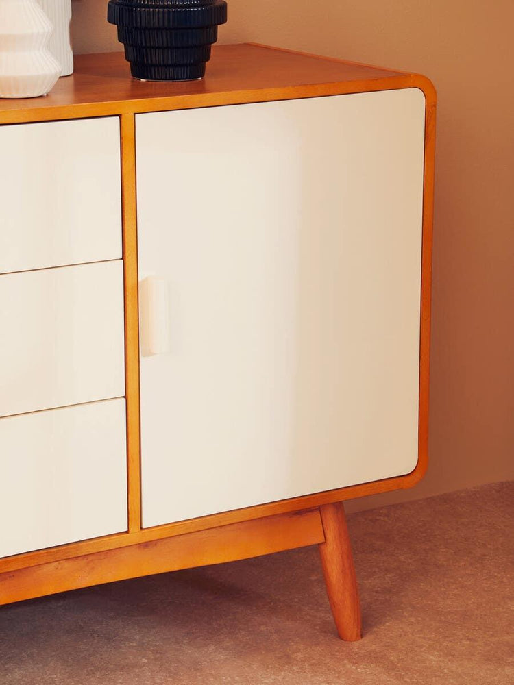Retro Oak and White Sideboard with Drawers and Doors