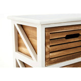 A close-up view of the Portsmouth 6 Drawers Unit, featuring a white frame with a smooth top and wooden drawers that have horizontal slats and cut-out handles. The design includes an X-shaped pattern on the sides, showcasing a blend of modern and rustic elements