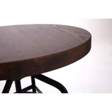 Round walnut bar table with a smooth, dark wood surface and a sturdy black metal base featuring a tripod design. The edges of the table are slightly rounded, showcasing the rich grain of the walnut
