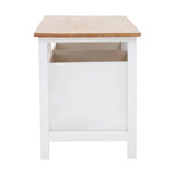 Newport 2 Drawer Bench featuring a light wood top and a white base with two drawers, showcasing a simple and modern design suitable for home decor