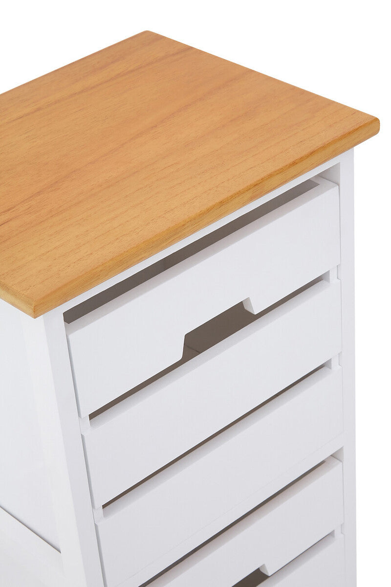 Top view of the Newport 2 Drawer Chest featuring a light wood surface and a white body with two drawers, each with a sleek metal handle