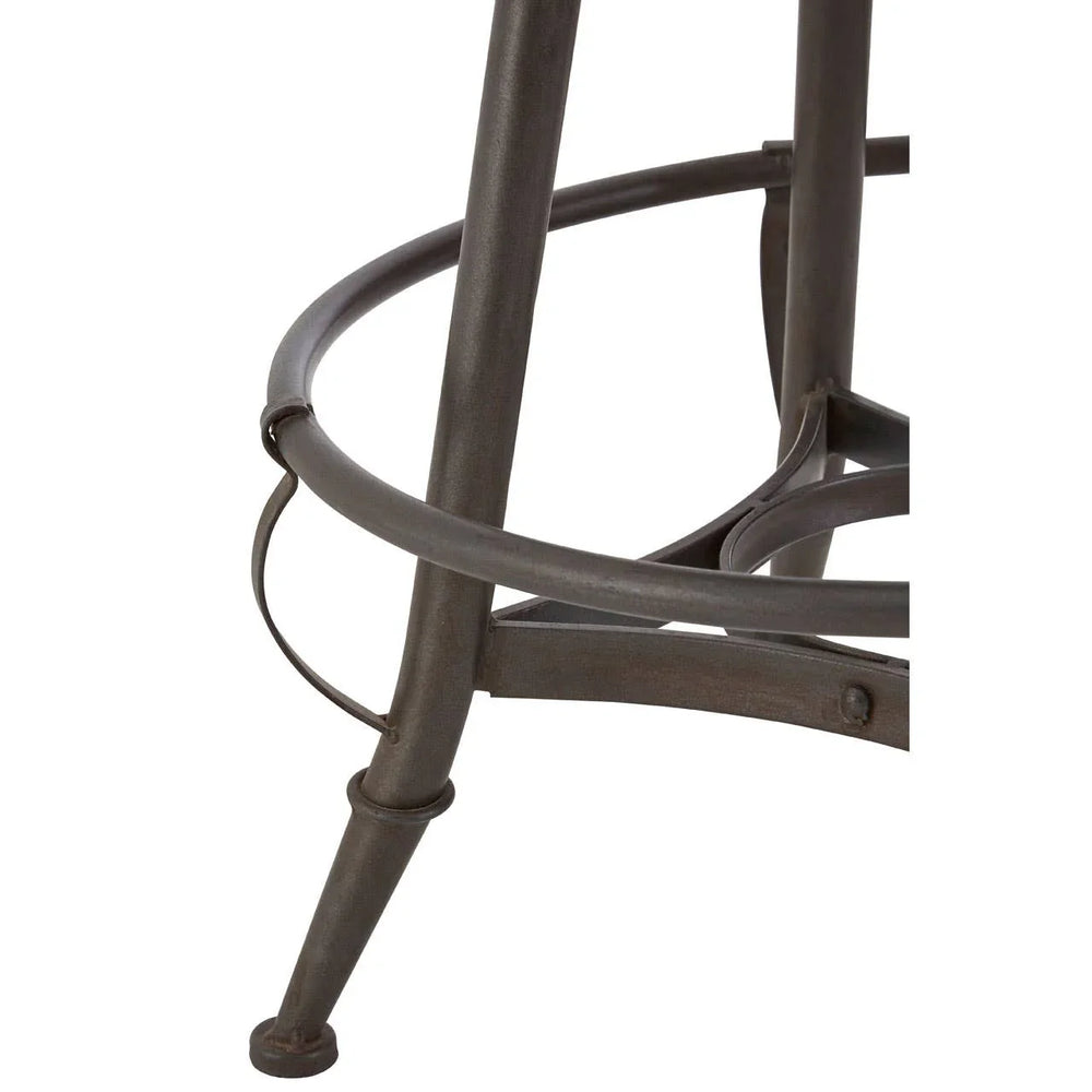 Industrial style metal bar stool legs with circular footrest detail
