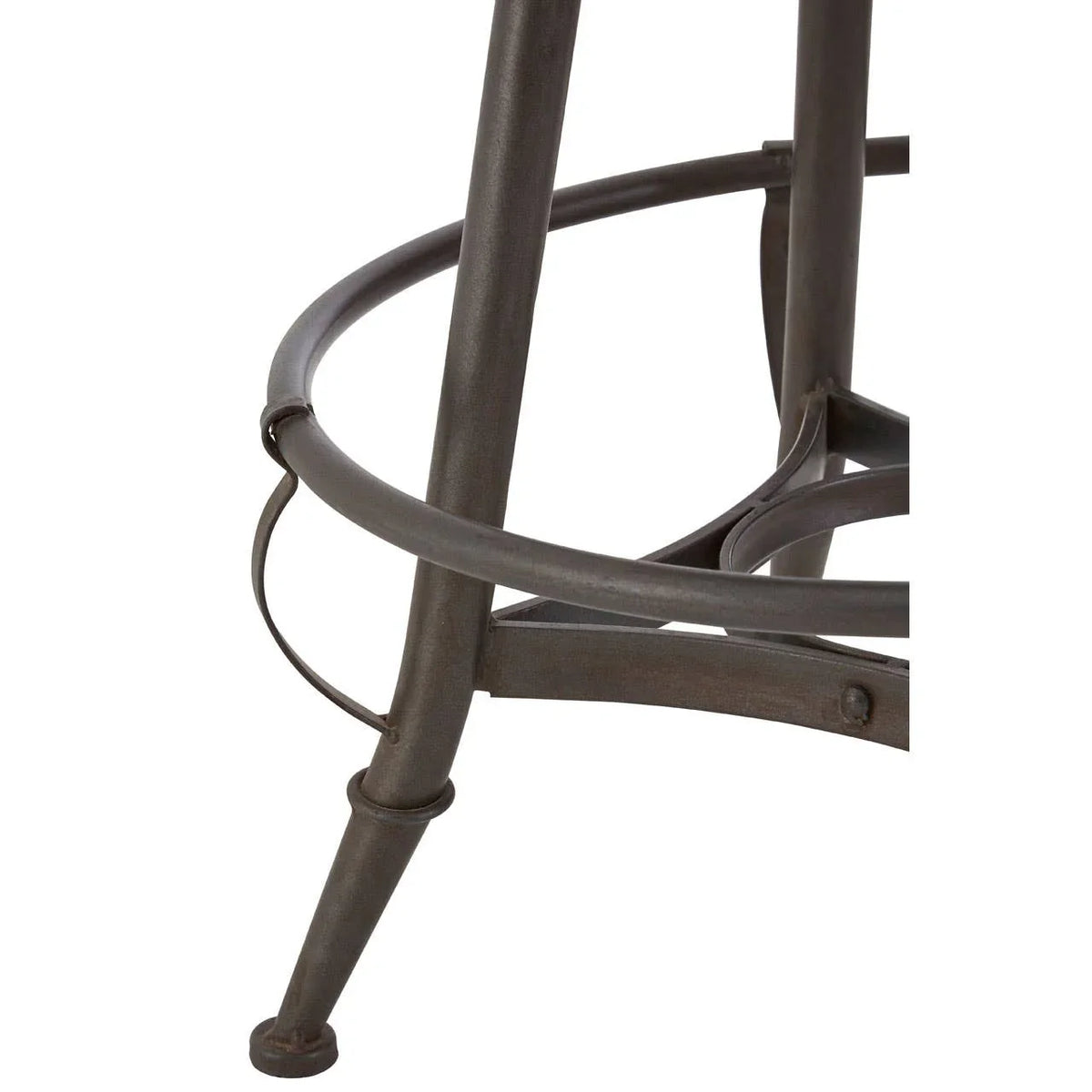 Industrial style metal bar stool legs with circular footrest detail