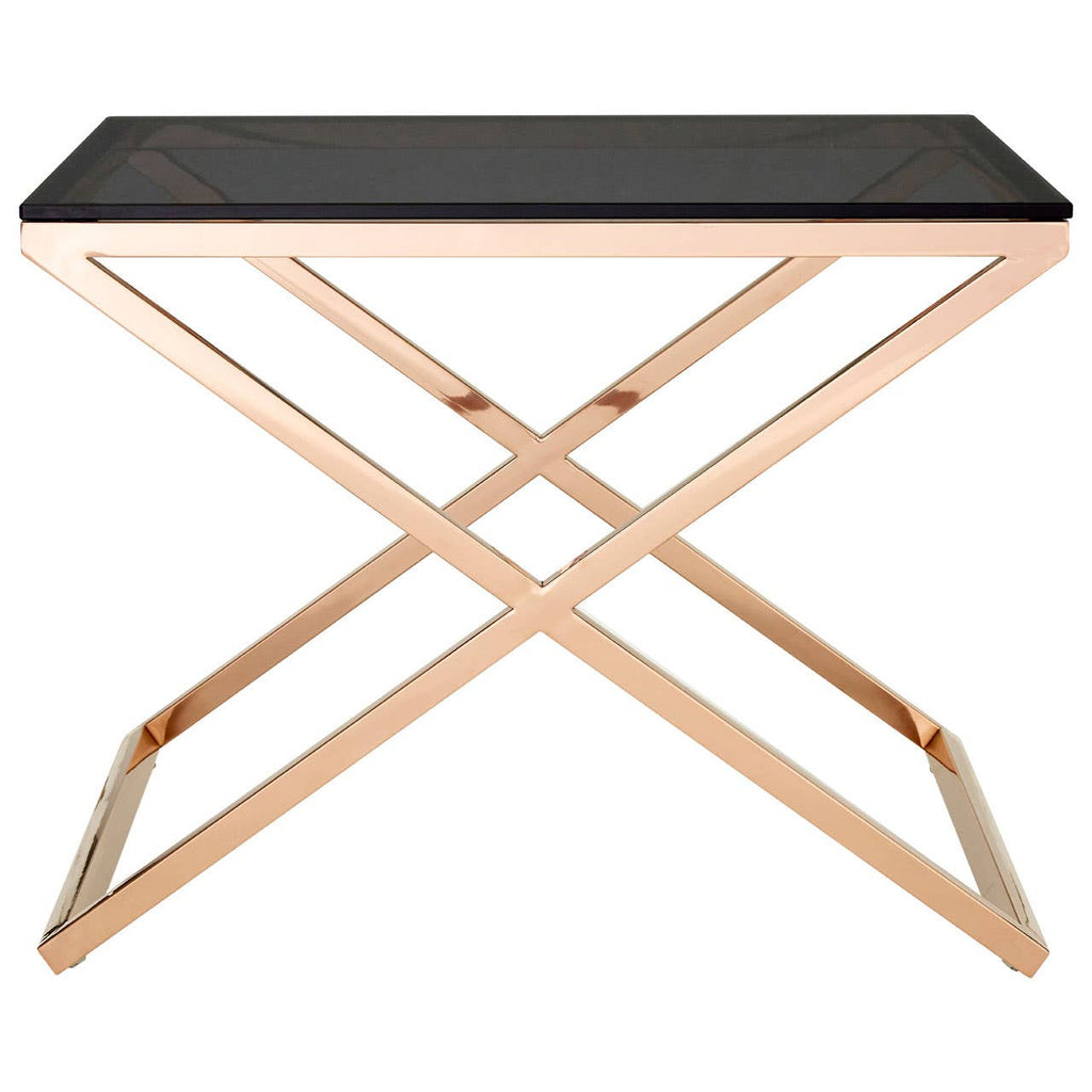 Amber Glass Steel End Table