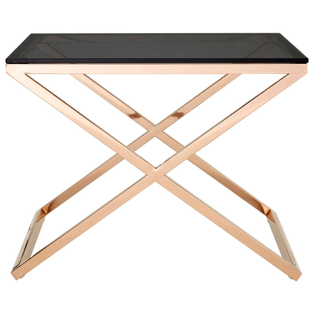 Amber Glass Steel End Table