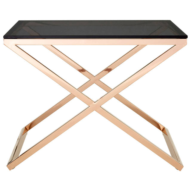 Amber Glass Steel End Table