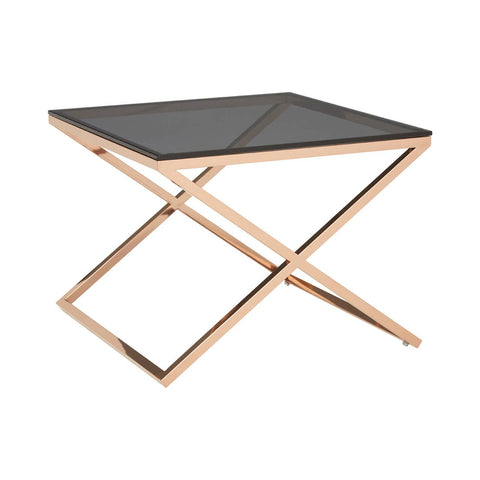 Amber Glass Steel End Table