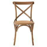 Lyon Grey Oak Wood And Rattan Cross Back Dining Chair