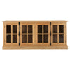 Golden Oak Wood Sideboard with Glass Doors and Metal Handles
