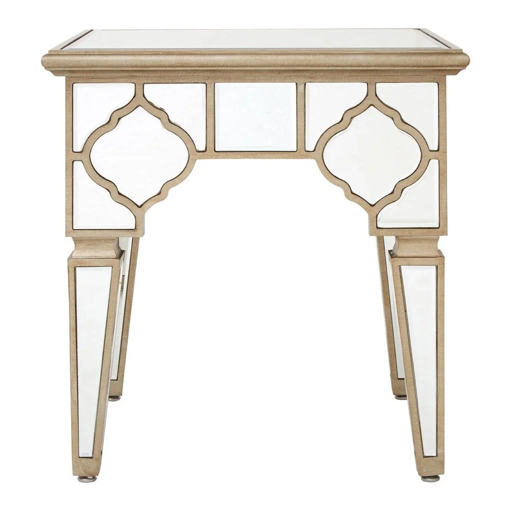 Glam Glass Wood Side Table