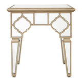 Glam Glass Wood Side Table