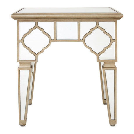 Glam Glass Wood Side Table