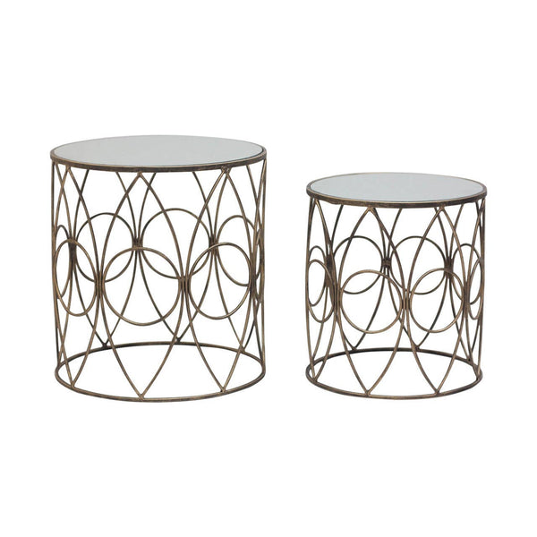 Antique Copper Mirrored Round Tables