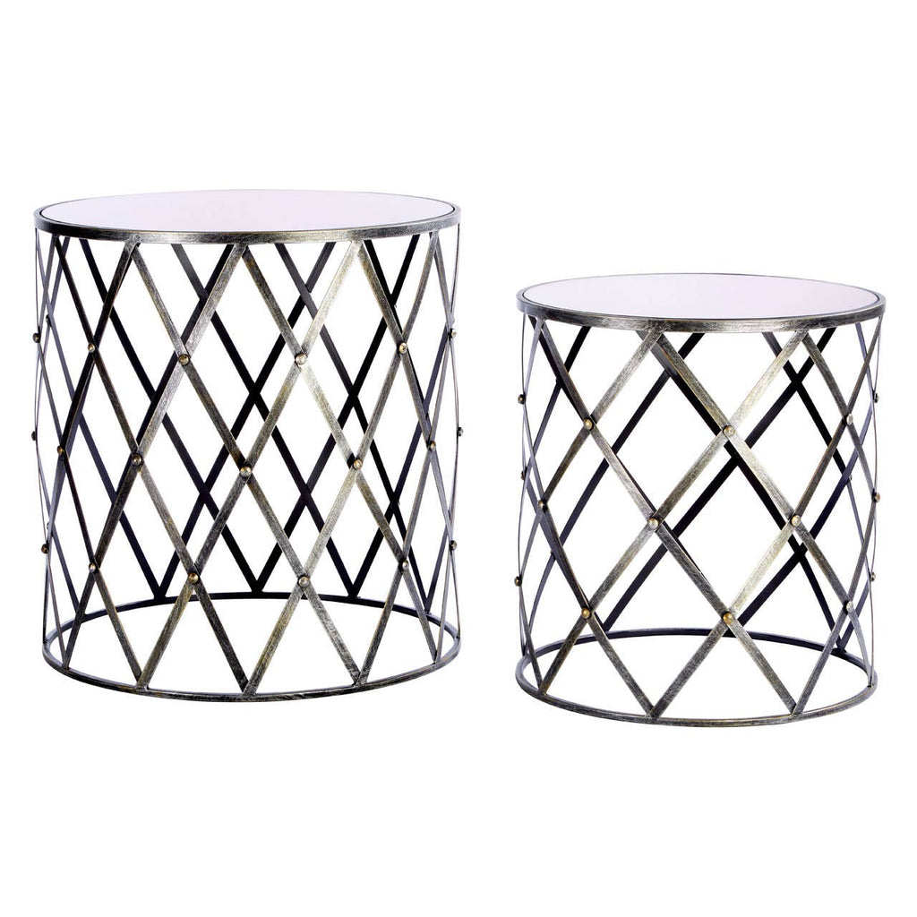 Shimmer Silver Diamond Nesting Tables