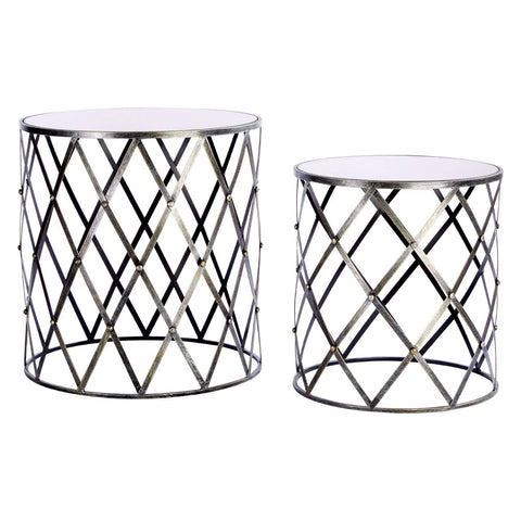 Shimmer Silver Diamond Nesting Tables