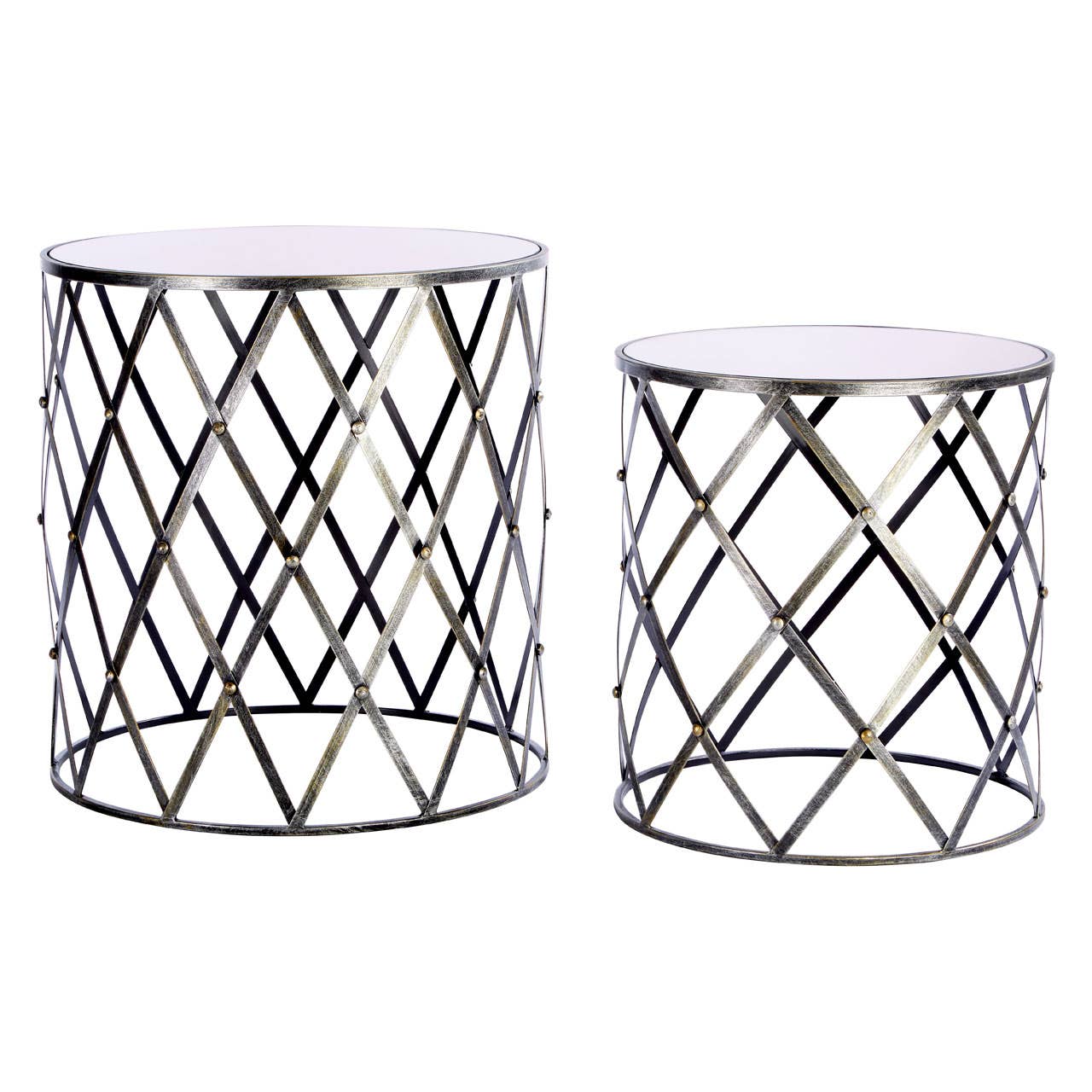 Shimmer Silver Diamond Nesting Tables