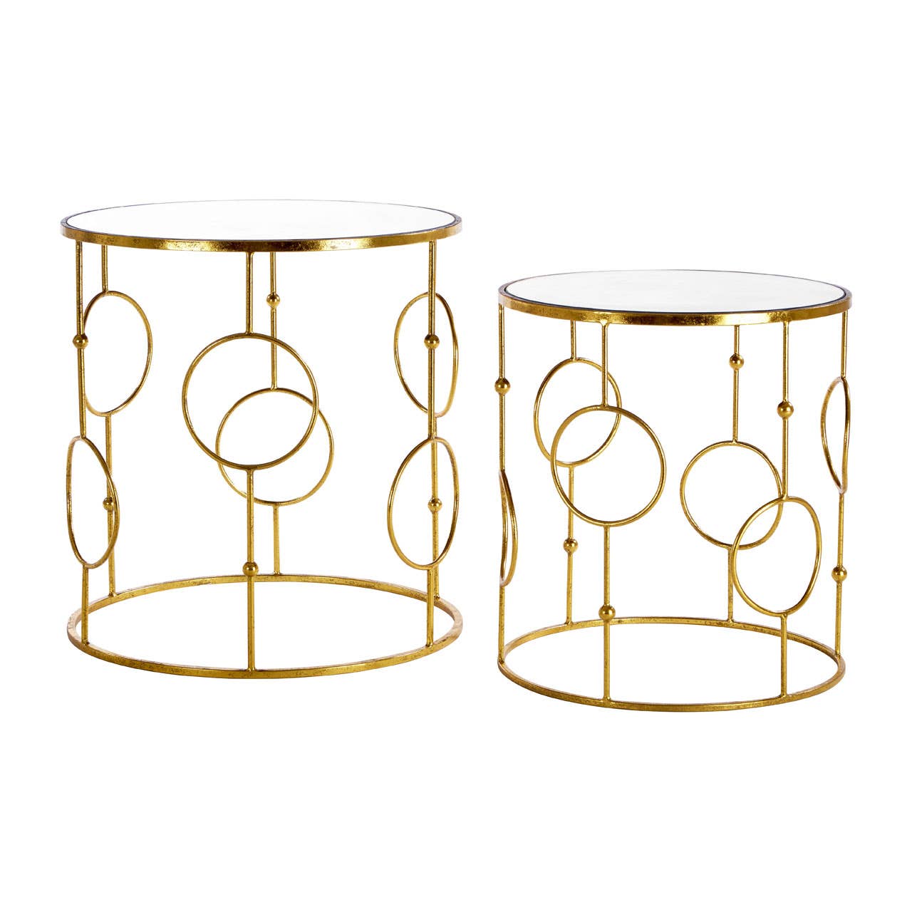Golden Glass Top Nesting Tables