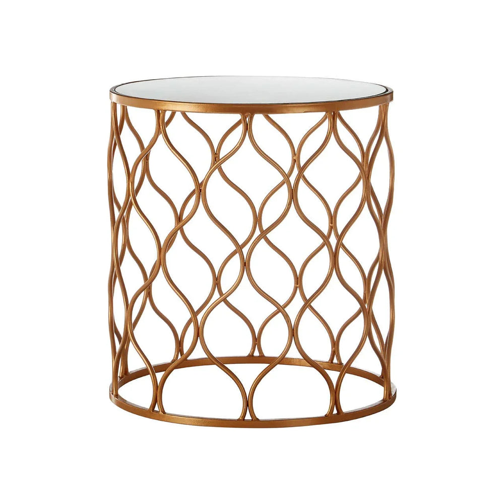 Copper Wave Mirrored Side Tables