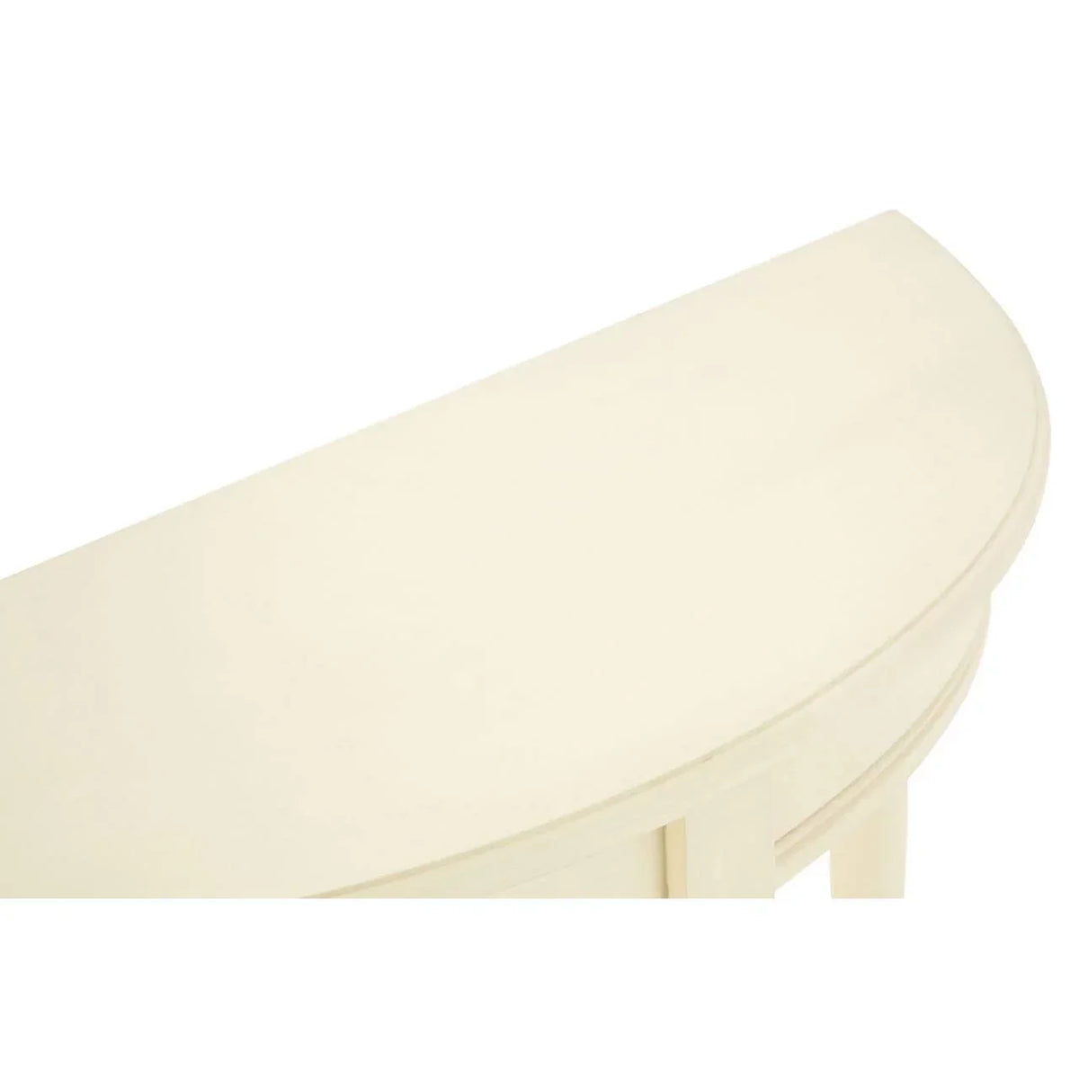 Cream painted wooden console table top with semi-circular design
