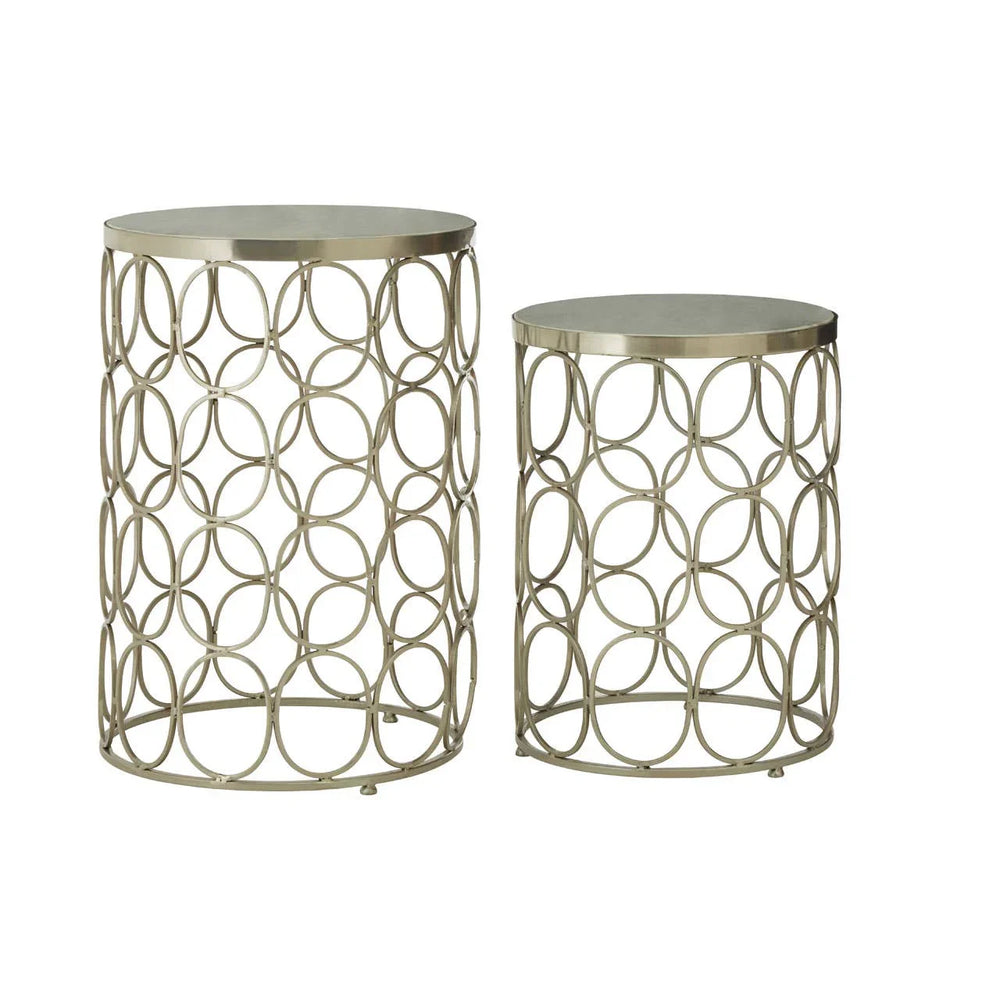 Nickel Marble Side Tables
