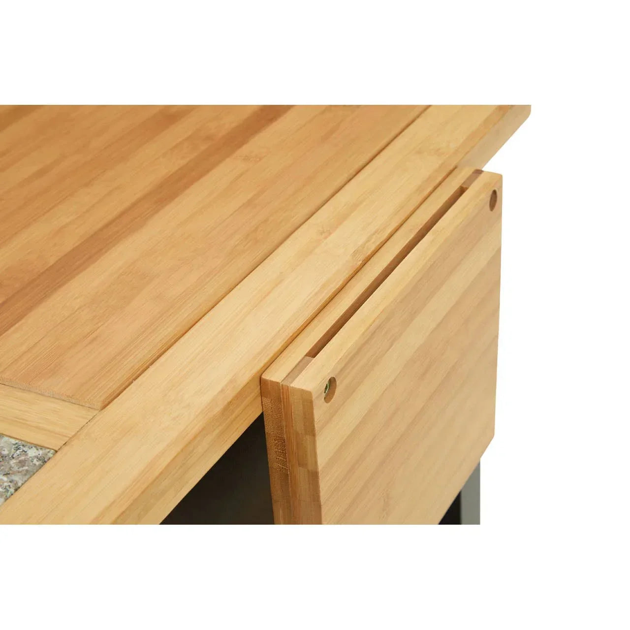 Light wood furniture cabinet corner with sliding door detail and smooth finish
