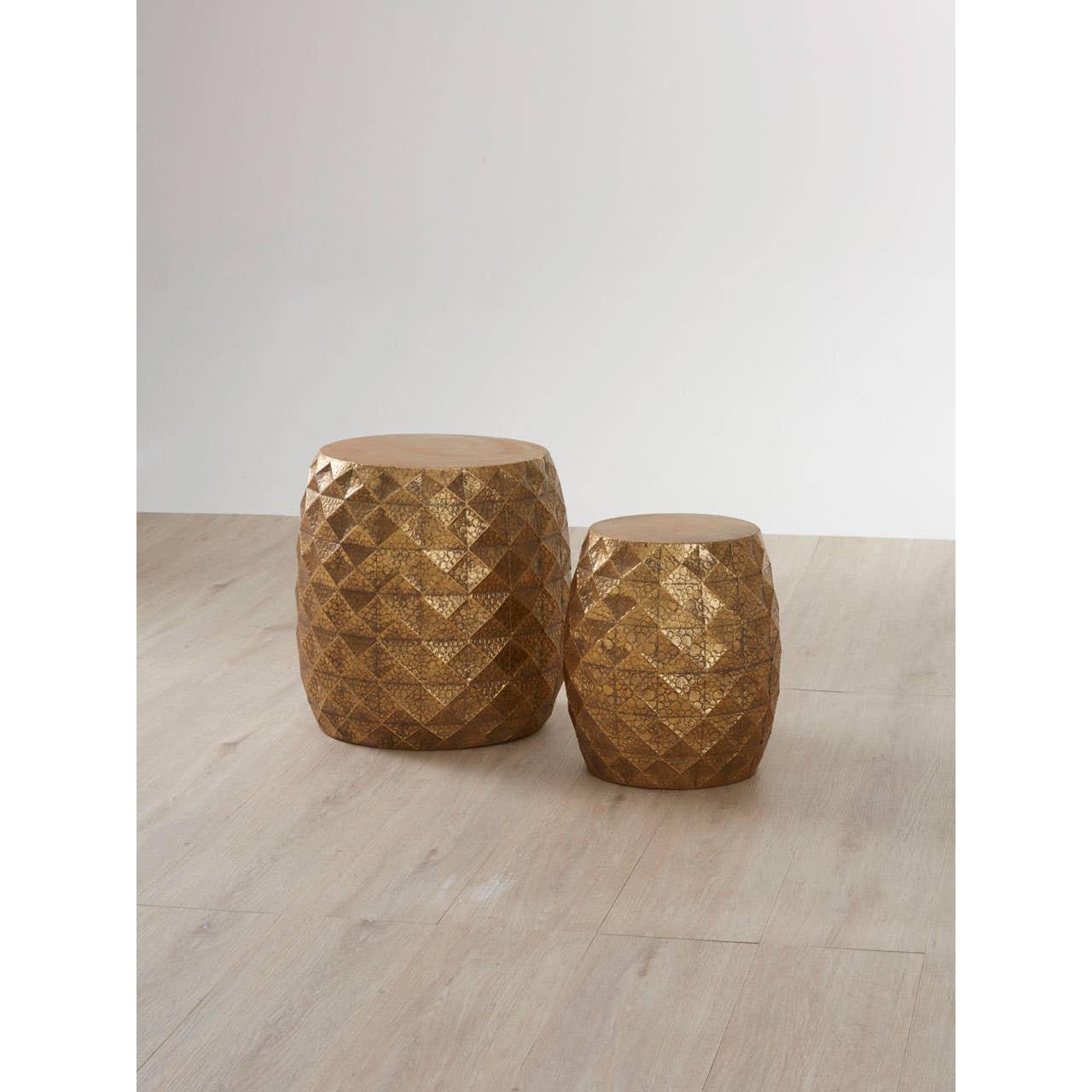 Drum Stools Textured Decorative Pair