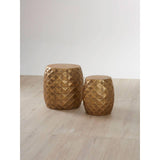 Drum Stools Textured Decorative Pair