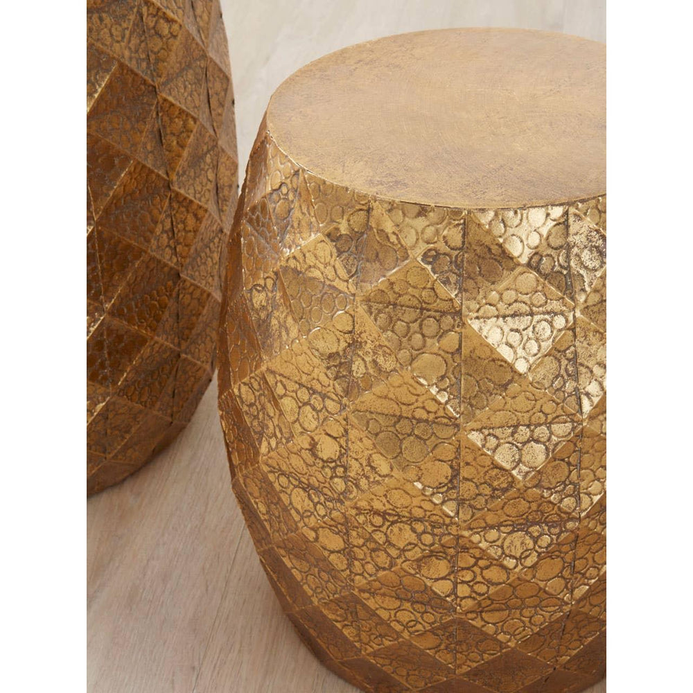 Drum Stools Textured Decorative Pair
