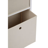 Natural fabric drawer of the Lindo 3 Natural Fabric Drawers Cabinet, featuring a light beige color and a circular handle for easy access. The drawer is partially open, revealing its spacious interior. The cabinet has a simple, modern design suitable for various home decor styles
