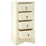 Florence Ivory Chest featuring four spacious drawers with decorative keyhole accents, a smooth ivory finish, and a sturdy base design. The chest has a classic and elegant look, suitable for various home decor styles
