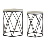 Hexagonal Marble Side Tables Set