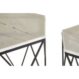 Hexagonal Marble Side Tables Set