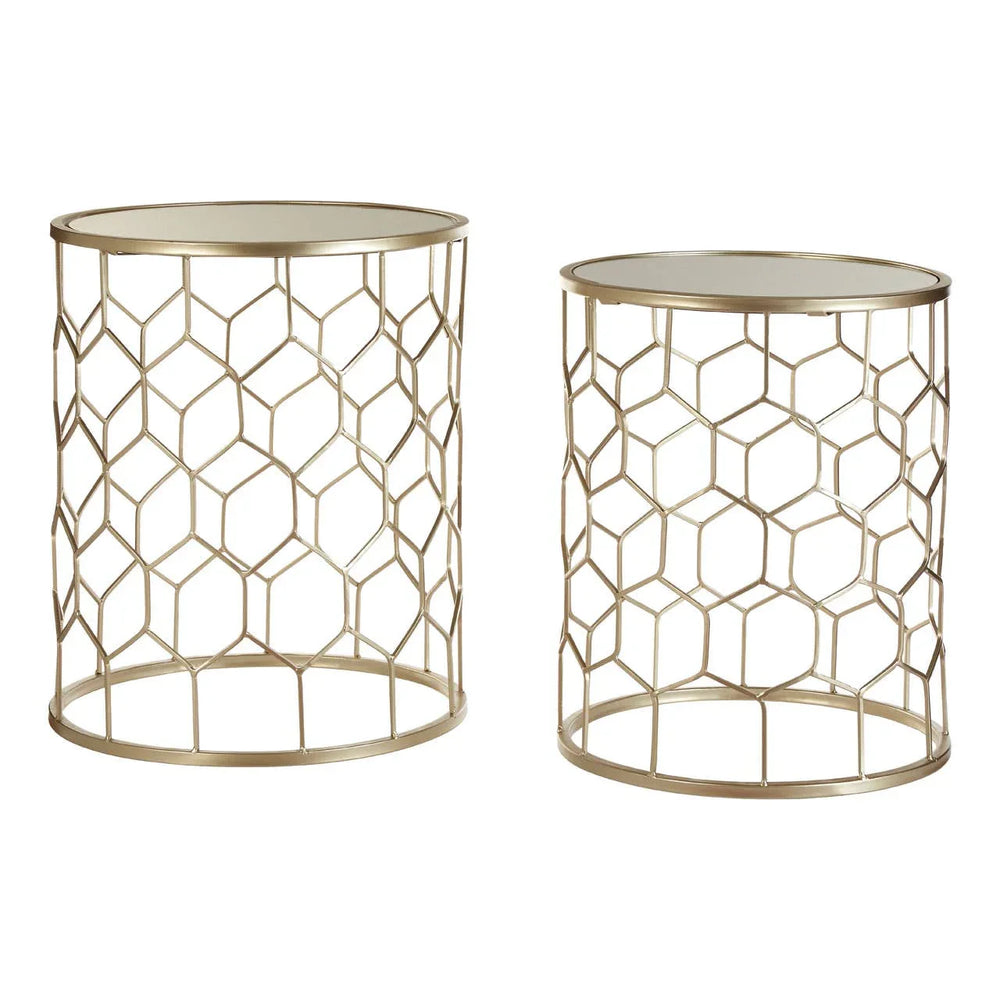 Honeycomb Mirrored Side Tables