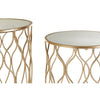 Champagne Metal Mirrored Side Tables