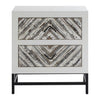 Geometric White Drawer Side Table