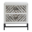 Geometric White Drawer Side Table