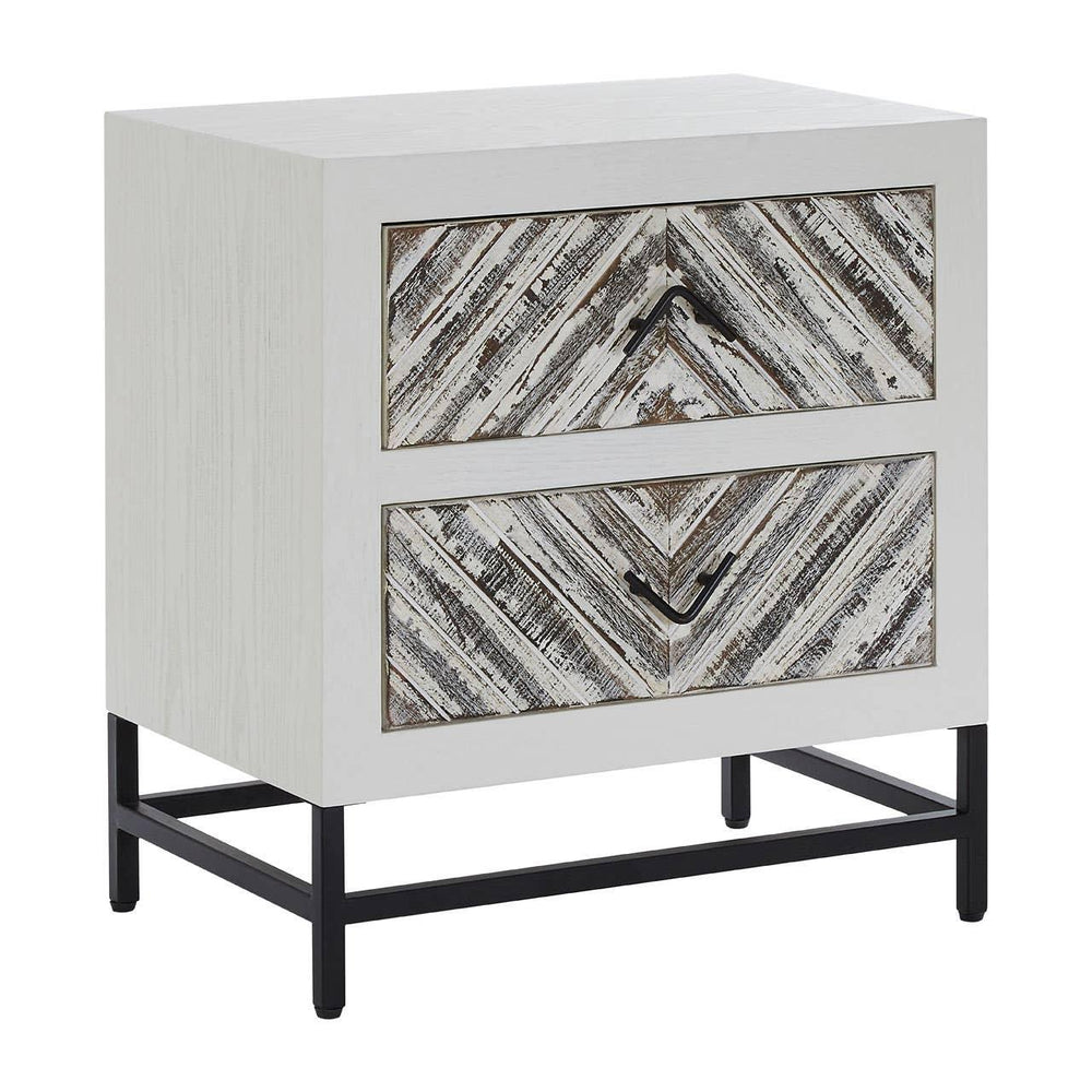Geometric White Drawer Side Table