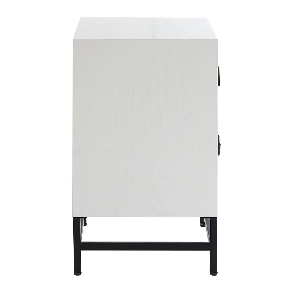 Geometric White Drawer Side Table