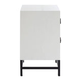 Geometric White Drawer Side Table