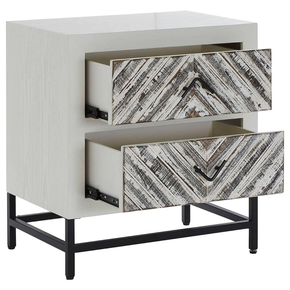 Geometric White Drawer Side Table