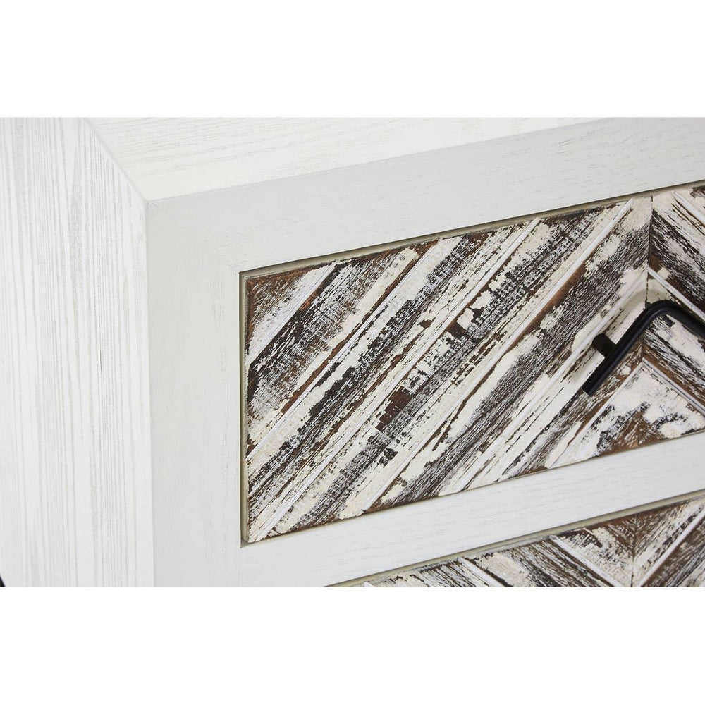 Geometric White Drawer Side Table