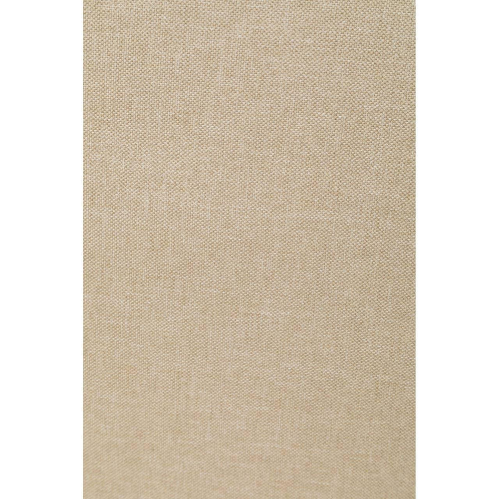 Close view of beige linen upholstery fabric texture for sofa or dining chair