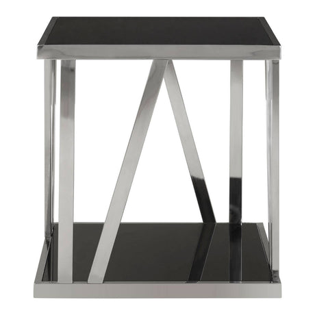 Sleek Steel Glass Side Table