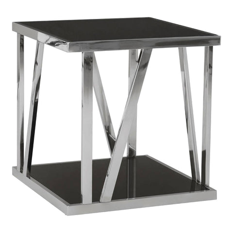 Sleek Steel Glass Side Table