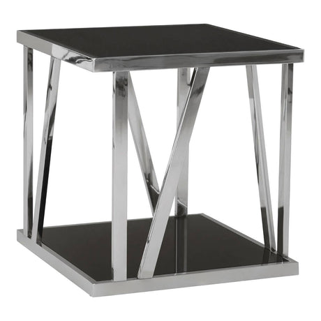 Sleek Steel Glass Side Table